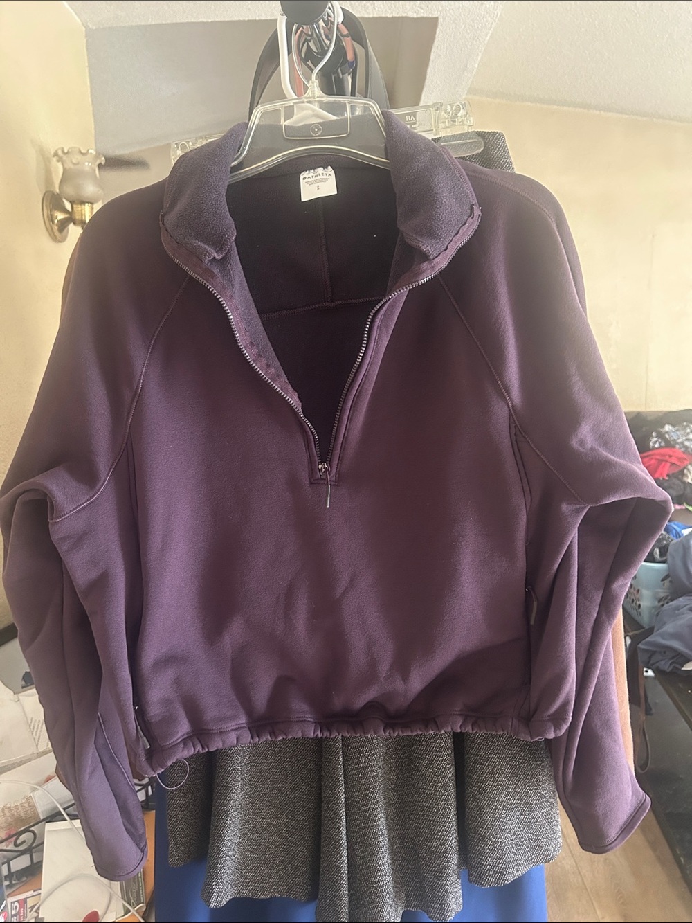 Athleta Deep Purple Fleece Half-Zip Pullover